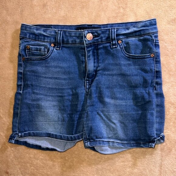 Celebrity Pink Girls Sz 14 Dark Denim High Waist Stretchy‎ Shorts (S) - Picture 1 of 7